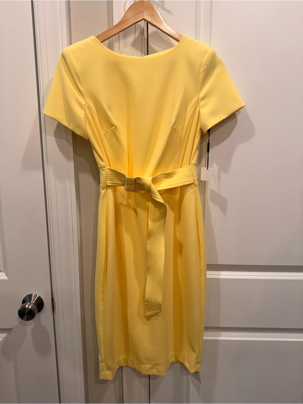 Calvin Klein Bright Yellow Belted Midi Dress